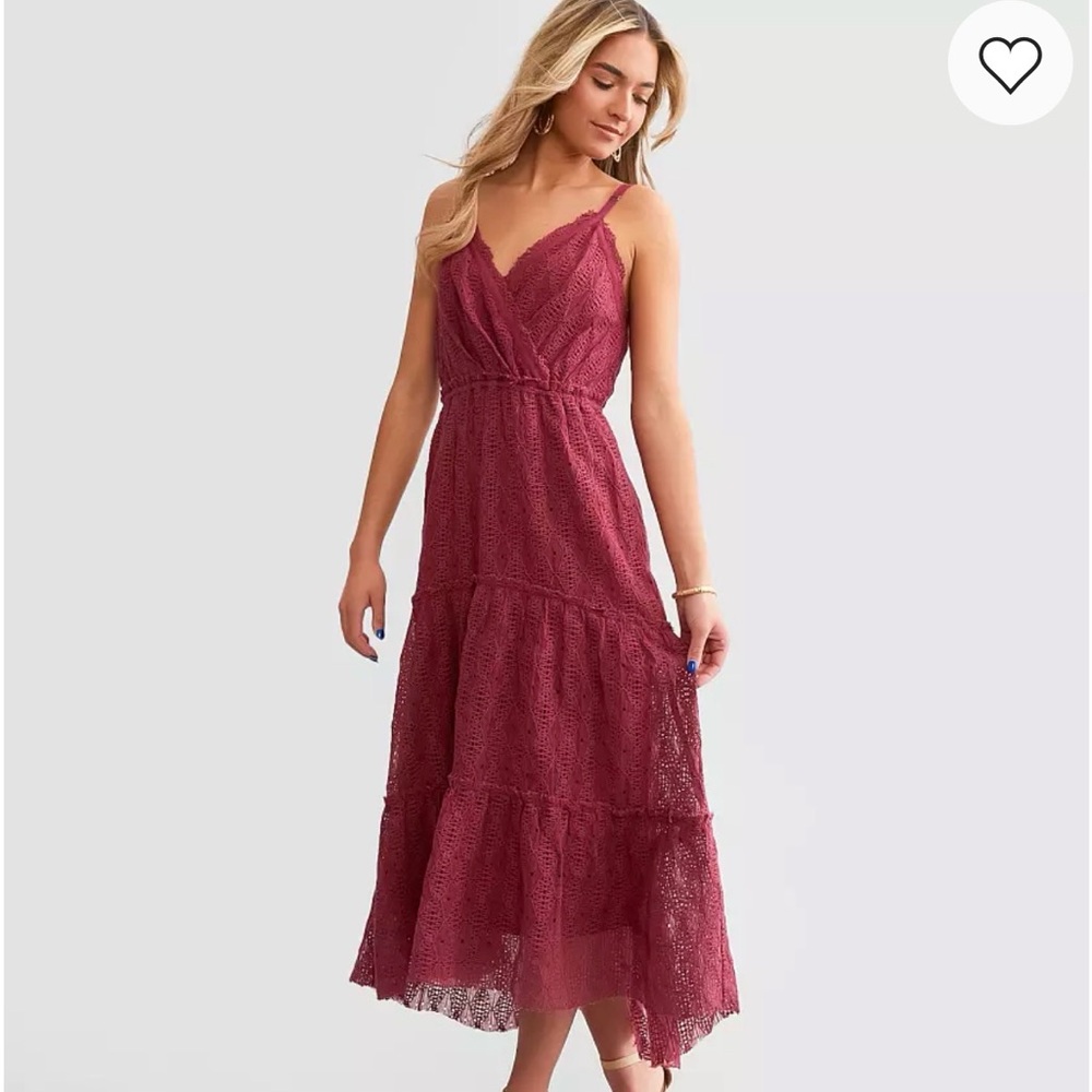 Willow & Root Crochet Maxi Dress Berry